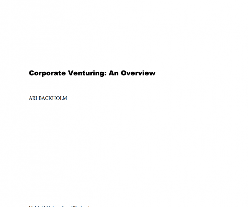 Corporate Venturing: An Overview