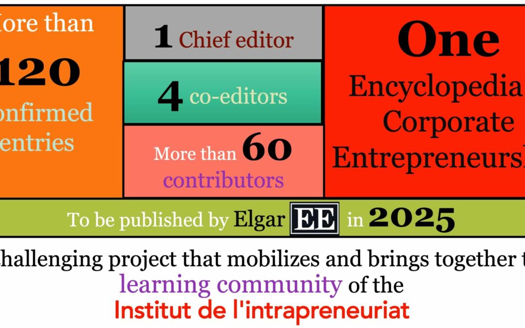 Une publication de référence à venir : The Encyclopedia of Corporate Entrepreneurship